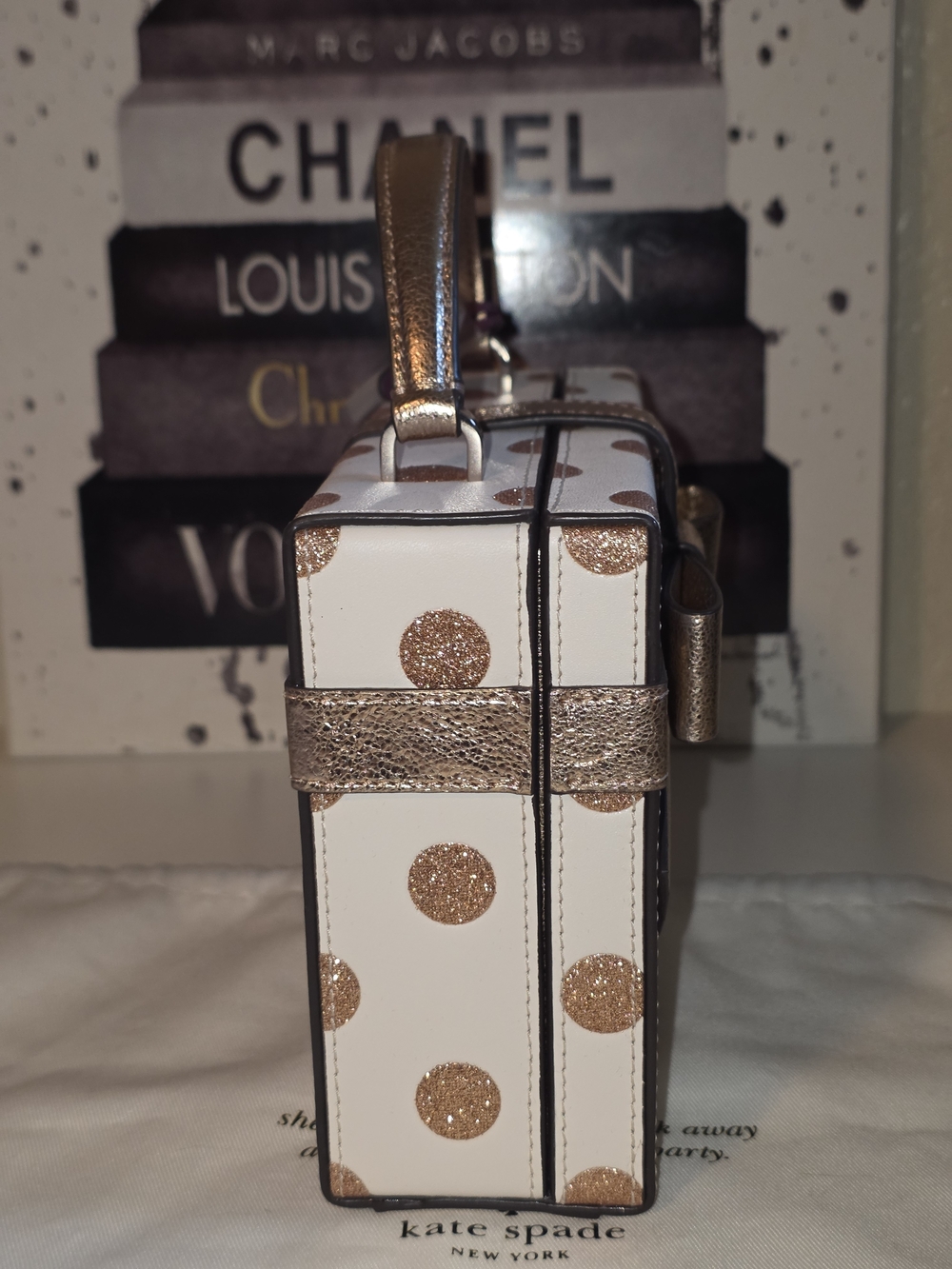 kate spade White Mini Box Bag with Rose Gold Bow & Polka Dots - Picture 4 of 12